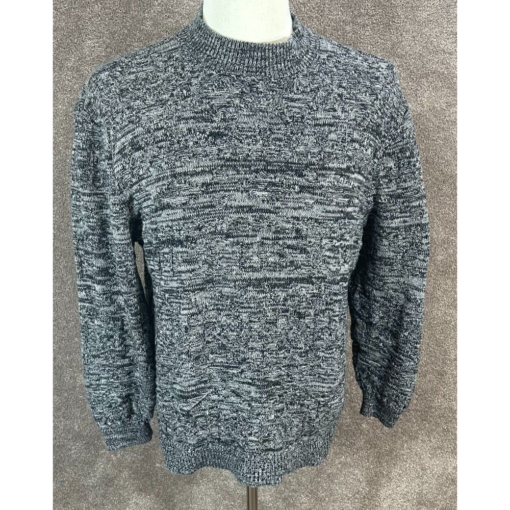 Pacsun Sweater Mens Large Black Gray Heathered Crew Neck‎ Pullover Long Sleeve